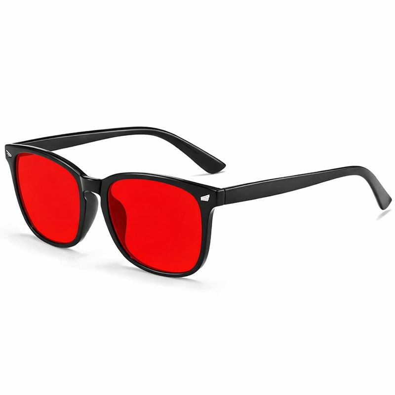 Blålysbriller rødt glass